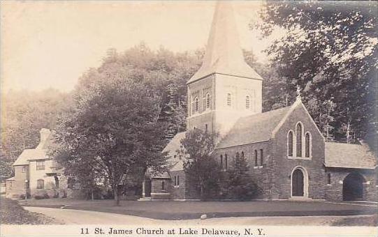 New York Lake Delaware St James Church Real Photo RPPC