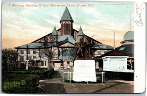 Postcard NJ Ocean Grove - Auditorium showing Stokes Monument