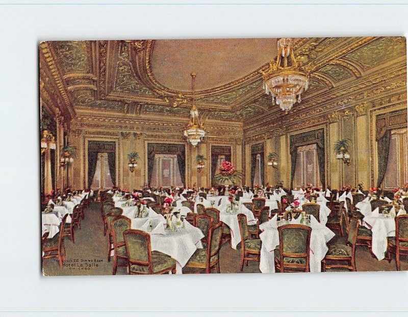 Postcard The Louis XVI Dining Room, Hotel La Salle, Chicago, Illinois