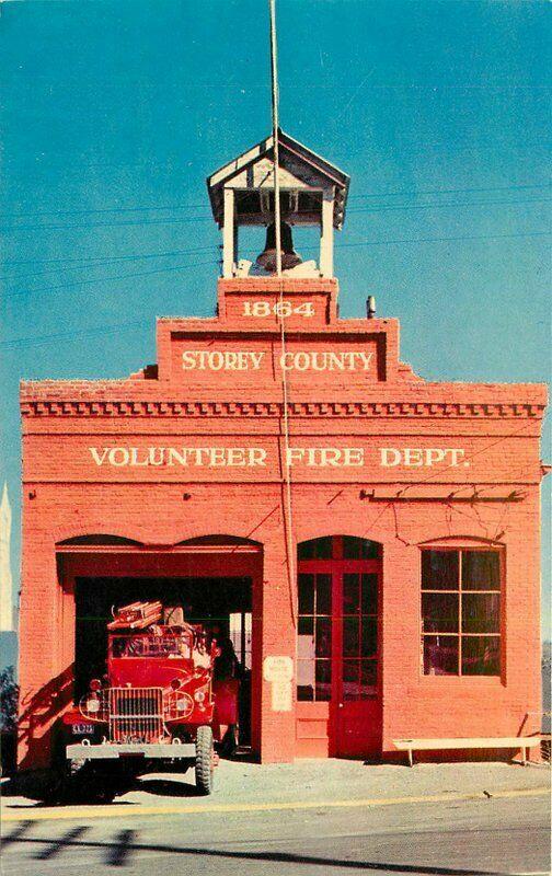 Crocker 1950s Virginia City Nevada Storey Country Fire Department Postcard 5518