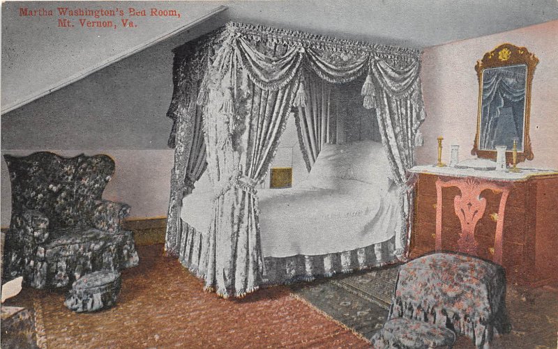 Mount Vernon Virginia c1910 Postcard Martha Washington's Bed Room