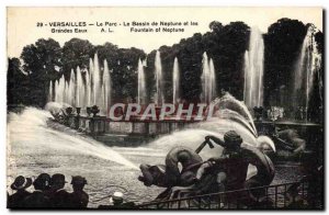 Old Postcard Versailles Park The Neptune Fountain and the great waters