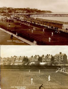 Tennis Courts Felixstowe Suffolk 2x Old Real Photo Postcard s