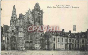 Old Postcard Senlis Oise The Church of Saint Peter and Commercial Court