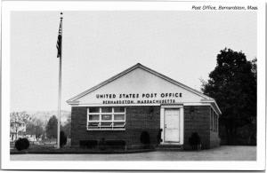 Bernardston MA Post Office Flag Pole Vintage Postcard H08