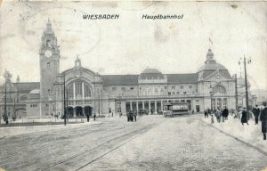 Germany Wiesbaden Hauptbahnhof Railway Station Vintage Postcard 08.25