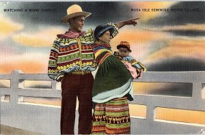 Postcard NATIVE INDIAN SCENE Miami Florida FL AI1156