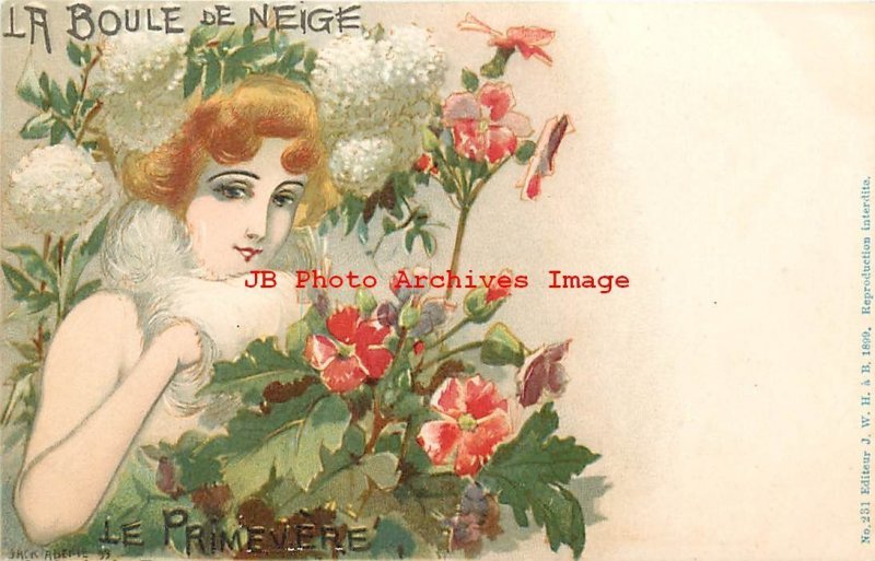 Jack Abeille, La Boule de Neige, Le Primevere, Woman in Flowers