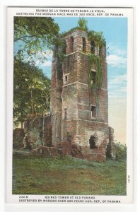 Tower Ruined by Captain Morgan Raid Old Panama 1920s postcard 