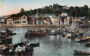 Sailing boats navigation themed postcard France St. Jean de Luz harbour ships