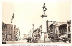 RPPC MORGAN MONUMENT & SQUARE SPARTANBURG SOUTH CAROLINA REAL PHOTO POSTCARD