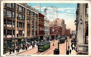 Vintage Postcard Main Street, Springfield, Massachusetts KB7