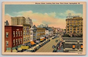Springfiels IL  Monroe Street Looking East From Third Street Postcard P23