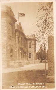 J85/ Pendleton Oregon RPPC Postcard c1910 Trail Monument High School 105