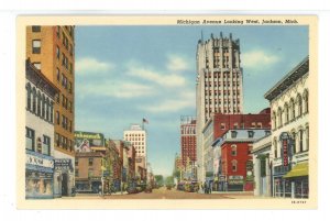 MI - Jackson. Michigan Avenue Street Scene looking West ca 1941