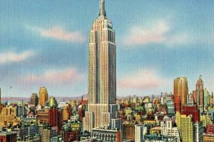 Vintage Postcard New York City Skyline Empire State Building (tear on back)