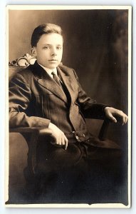 c1910 SCRANTON PA UNITED PHOTO STUDIOS HANDSOME TEENAGE BOY RPPC POSTCARD P4277