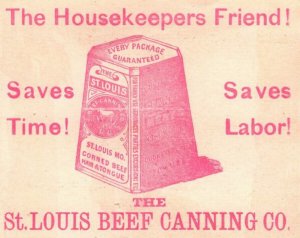 1880s St. Louis Beef Canning Co. Cooked Meats Ox Tongue Cattle Watering Hole #L