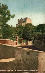 Gibraltar Artistic View Of The Moorish Castle Vintage Postcard 08.52