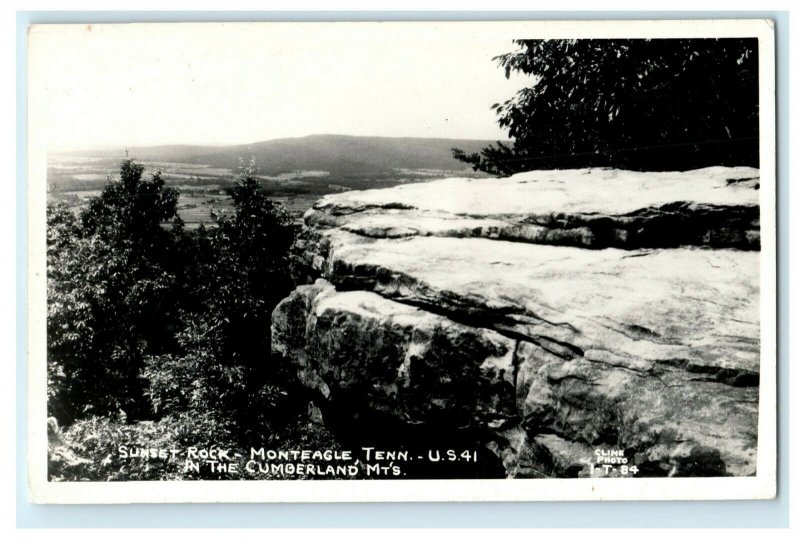 c1940's Sunset Rock Monteagle Tennessee TN Cline RPPC Photo Postcard 