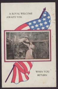 A Royal Welcome Awaits You,Couple Flag Postcard