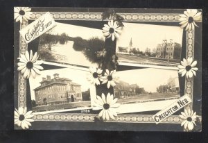 RPPC CREIGHTON NEBRASKA DOWNTOWN STREET SCHOOL MUJTI VIEW REAL PHOTO POSTCARD