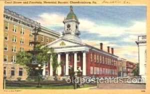 Memorial Sq. Chambersburg, PA USA Court House & Fountain Unused light writing...