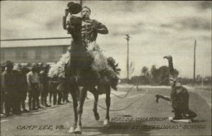 Camp Lee VA Cowboy World Champion Roper Veterinary School c1910 Postcard 