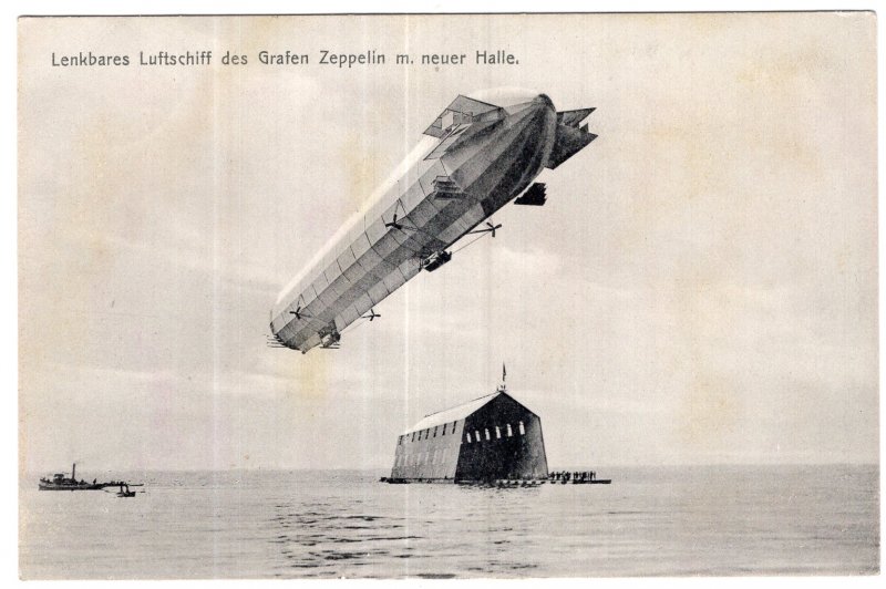 Lenkbares Luftschiff des Grafen Zeppelin m. neuer Halle