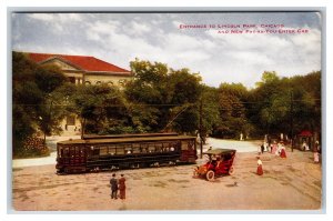 Street Car at Entrance to Lincoln Park Chicago IL Illinois UNP DB Postcard P22