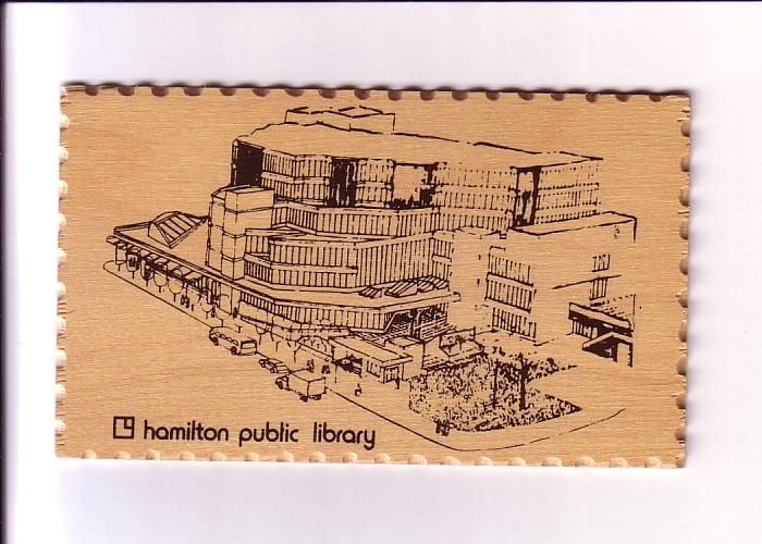 Public Library, Hamilton, Ontario, Vintage Wooden Postcard