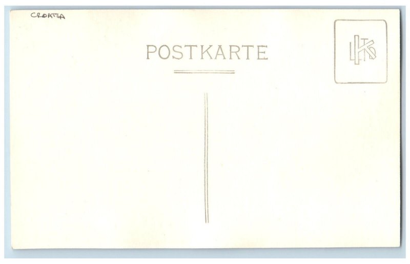 Croatia Postcard Buildings Entrance View c1950's Vintage Unposted RPPC Photo