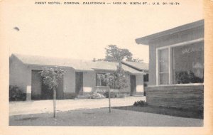 Corona California Crest Motel Exterior Vintage Postcard U652