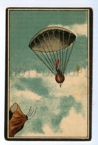 497356 HISTORY AVIATION Gernerens parachute flight Vintage russian game card