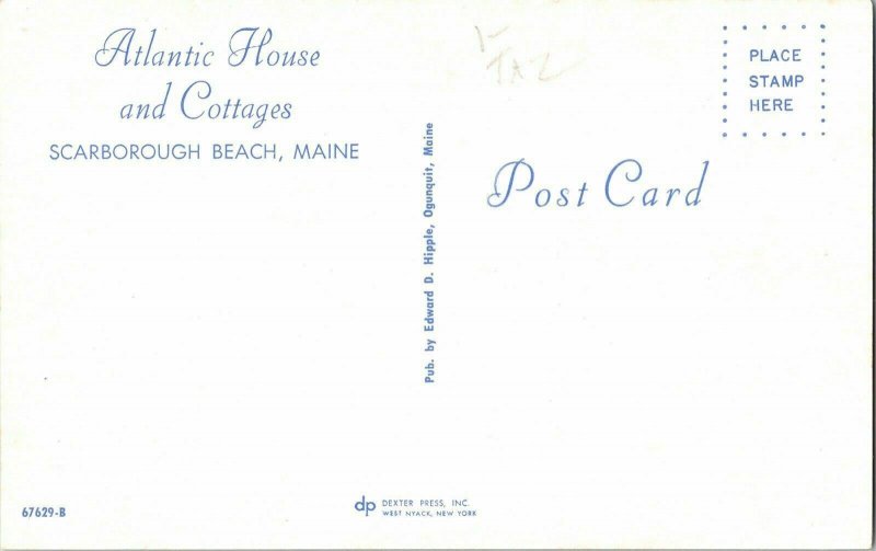 Atlantic House Cottage Scarborough Beach Maine Edward Hipple Vintage Postcard 