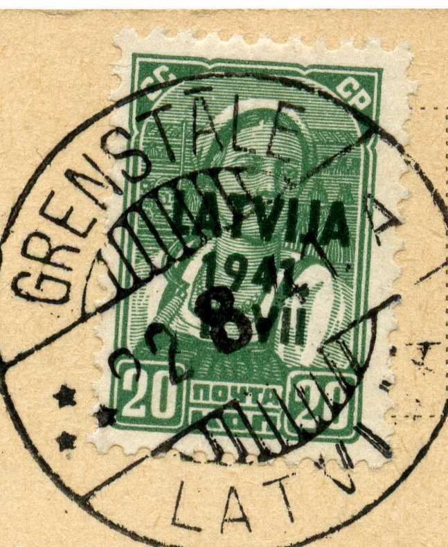 3182253 LATVIA RIGA 1941 mail stamp overprint occupation