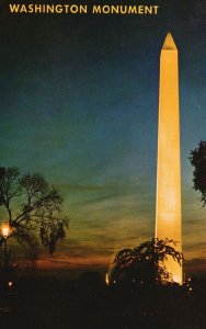 Vintage Postcard Illuminated Night View Washington Monument Washington DC WNI