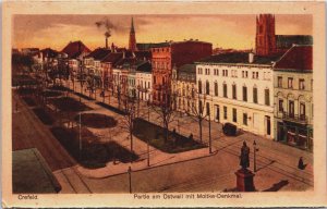 Germany Krefeld Partie am Ostwall mit Moltke Denkmal Vintage Postcard C154