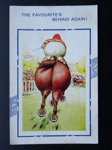 Horse Racing THE FAVOURITE'S BEHIND AGAIN Comic c1930s Postcard by Bamforth 232