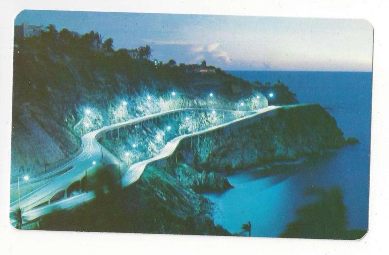 Mexico Acapulco Lopez Mateos Ave Aerial Night View Postcard