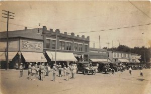 H57/ Larimore North Dakota RPPC Postcard c1910 Mercantile Band Parade  77