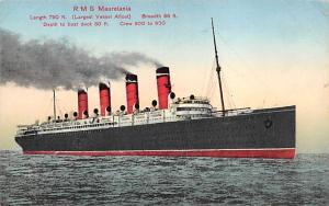 R.M.S. Mauretania Ocean Liner Ship Cunard Line Ship Steamer Unused 