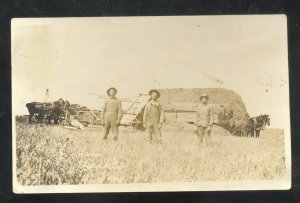 RPPC BUCKLEY KANSAS FARMING SCENE HORSE DRAWN WAGON REAL PHOTO POSTCARD