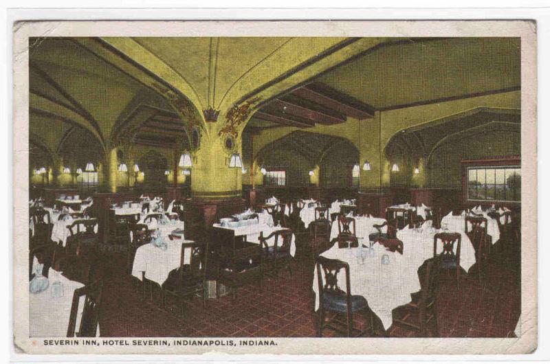 Dining Room Hotel Severing Indianapolis IN '15 postcard