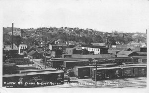 RPPC Chicago & NW Railway Yards MISSOURI VALLEY, IOWA Trains 1910 Antique Photo