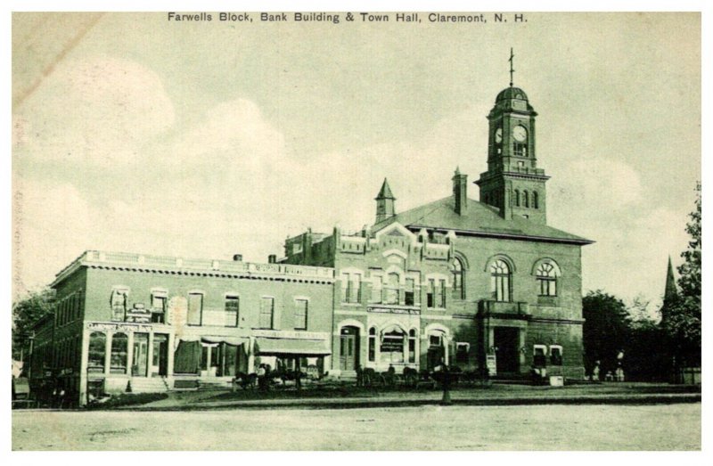 New Hampshire  Claremont  Farwells Block , Bank Building & Trust Hall