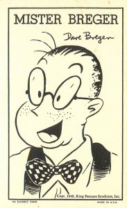 WWII Humorist Postcard 1949 Self Portrait Dave Breger Caricature