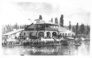 Xochimilco Mexico #13 Boat Scene At Docks Real Photo Postcard