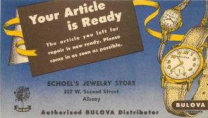 Artist Impression 1930s Bulova watch Advertising Schoel's Albany New York 10437