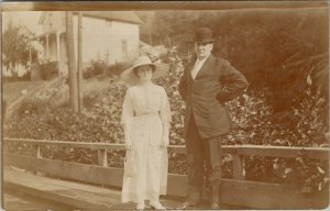 RPPC Victorian Woman Hat Nace in Derby Bowler Hat from Ball Game Postcard U12